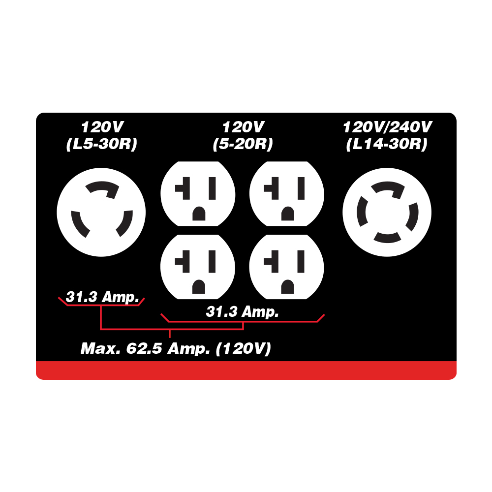 Génératrice à essence à démarreur électrique, 10000 W de surtension, 7500 W nominale, 120 V/240 V, Réservoir de 25 L