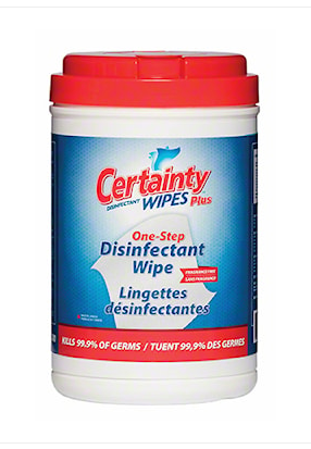 Certainty Plus Wipes Lingettes désinfectantes quaternaires 6"x6" 200/Seau