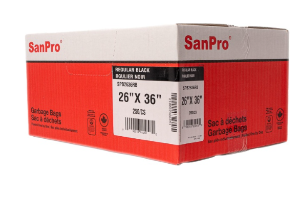 Sacs à déchets SanPro® 26X36 régulier noir 250/Cs