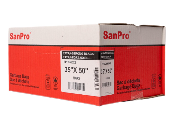 Sacs à déchets SanPro® en polyéthylène, 35X50 Extra-Fort Noir 100/Cs  