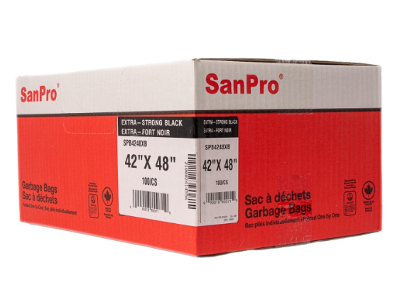 Sacs à déchets SanPro® en polyéthylène  42X48 Extra-Fort,  Noir 100/Cs