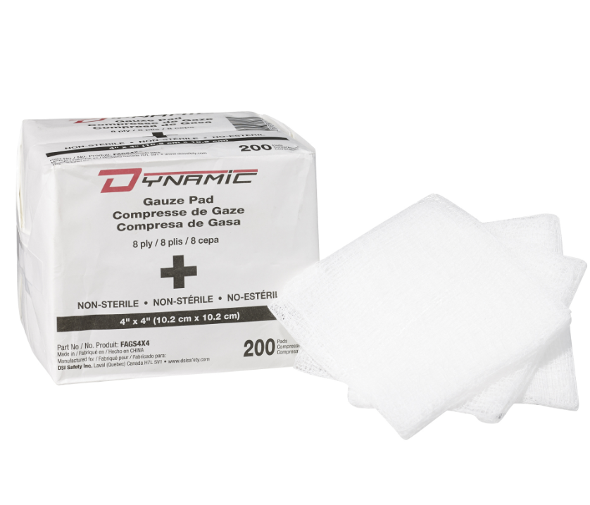 Éponge de gaze DynamicMC, Tampon, 4" lo x 4" la, Dispositif médical Classe 1