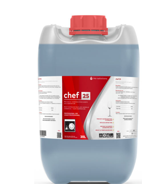 INO CHEF 25 AGENT DE RINCAGE PR LAVE-VAIS. COM. H-TEMP. 20 L