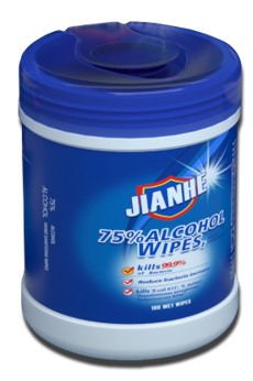 Lingettes désinfectantes alcool 75% 100/Bouteille