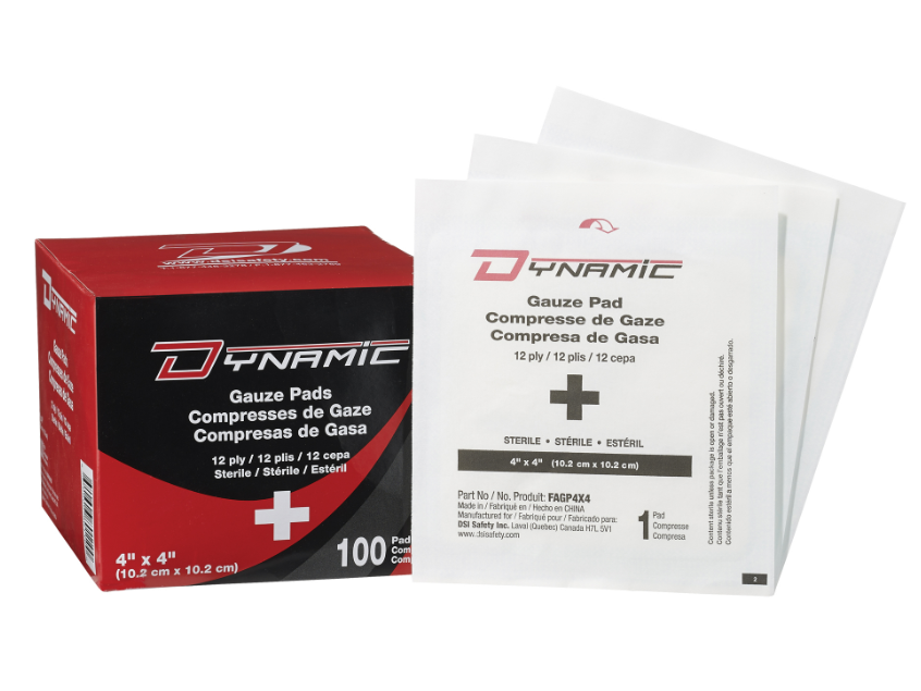 Gaze DynamicMC, Tampon, 4" lo x 4" la, Stérile, Dispositif médical Classe 1