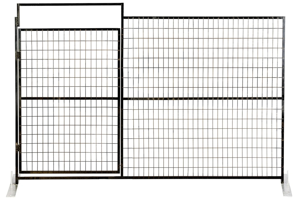 Panneau avec porte pour clôture temporaire 6' H x 9'-6" L en acier galvanisé avec revêtement en poudre noir