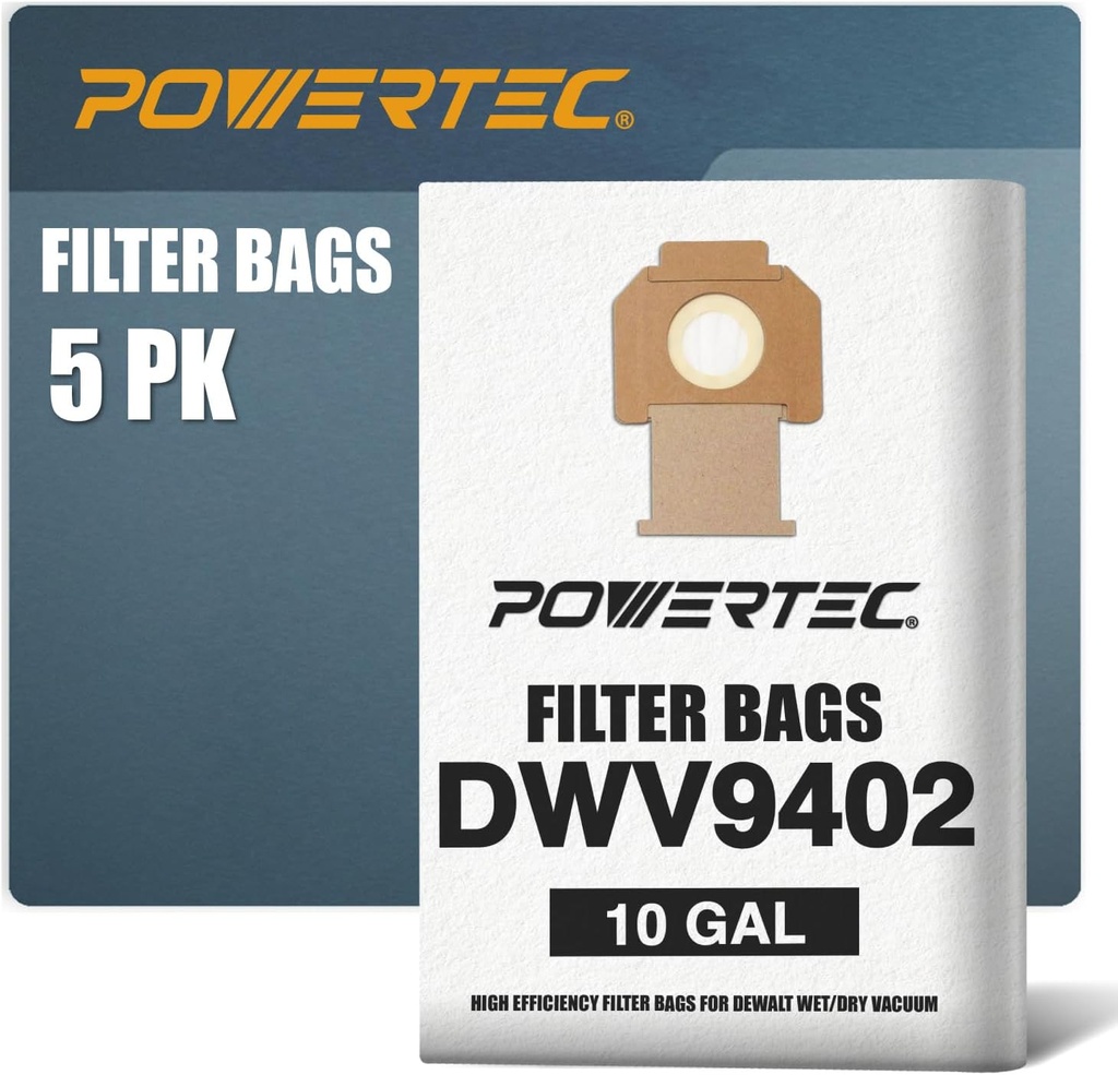 Lot de 5 sacs en polaire pour extracteur de poussiere Dewalt DWV010, DWV012, DWV015.