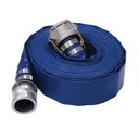 Water Discharge Lay Flat Hose Assembly with C/E Camlock, 2 in Nominal, 50 ft L, Blue