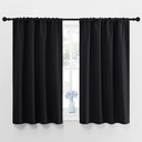 Rideau occultant court, pour fenêtre, rideau solides à isolation thermique avec passe-tringle pour chambre et salon, 132 x 114 cm, noir